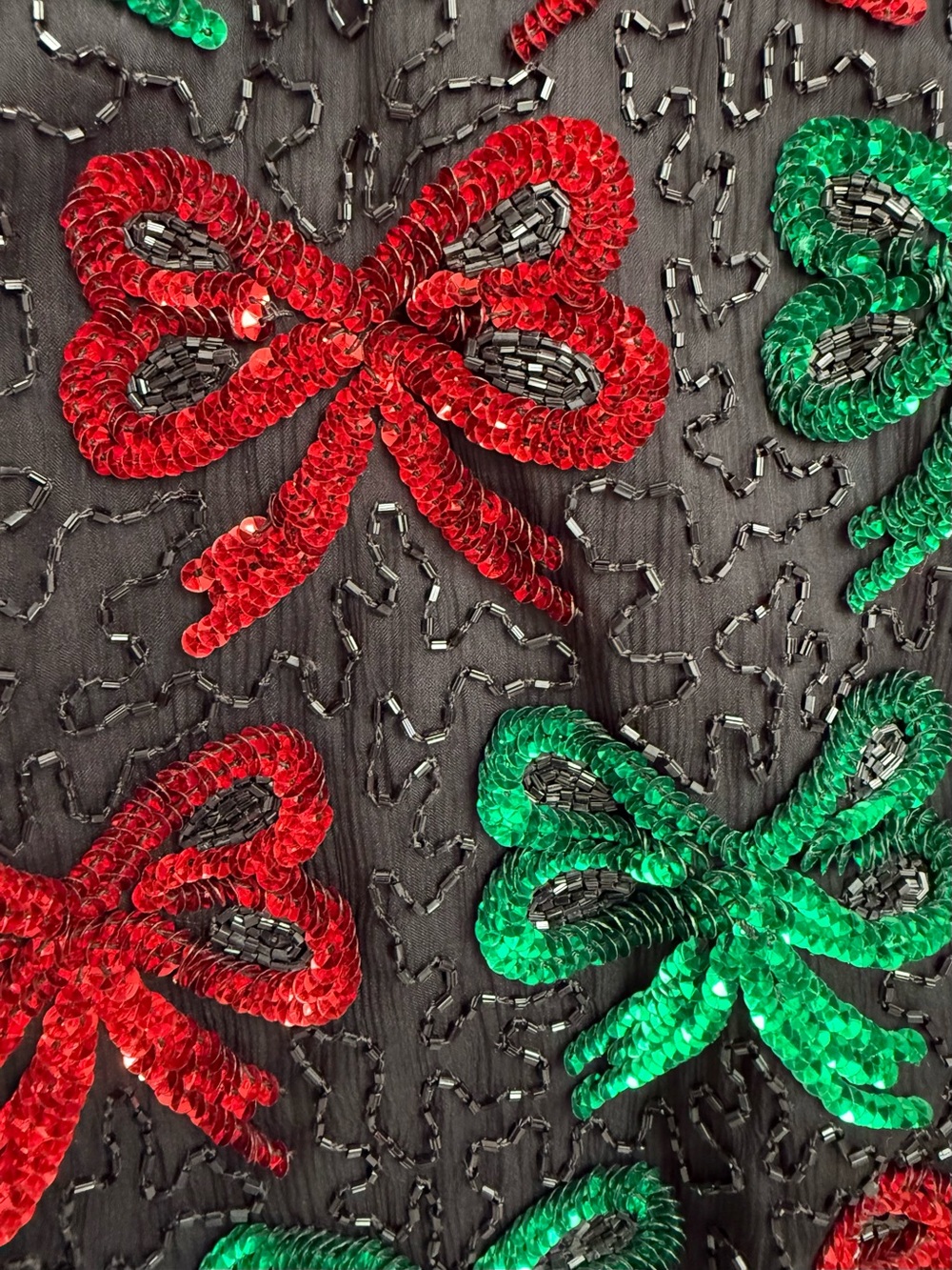 NWT Laurence Kazar Silk Beaded Sequin Bow Holiday Jacket Top M - Picture 6 of 12